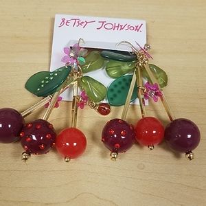 Betsey Johnson summer picnic cherry dangle